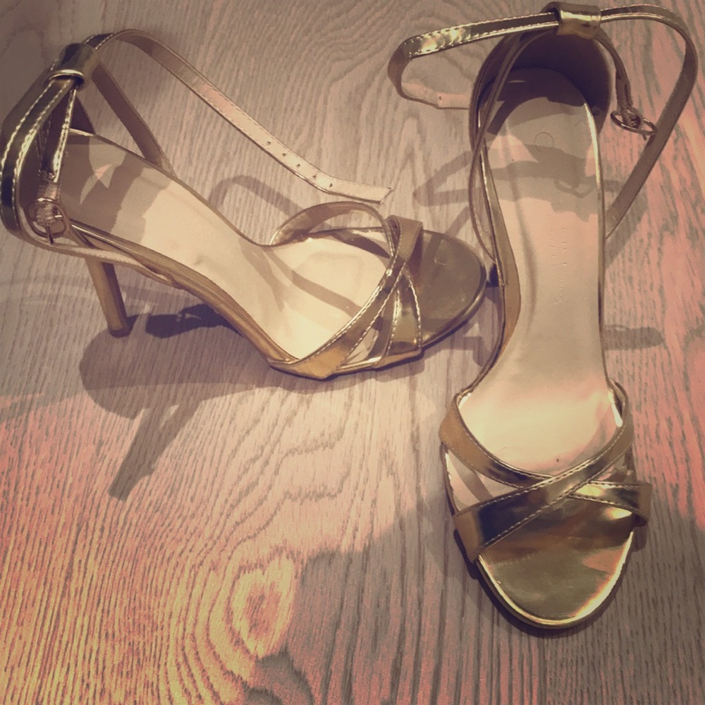 Gold high heels